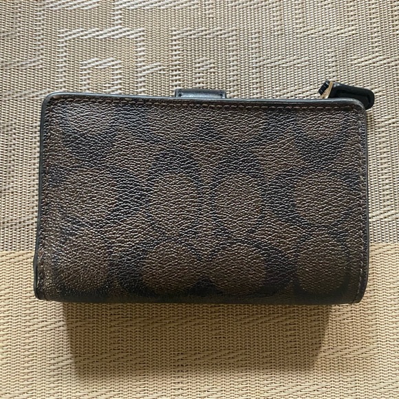 Coach Leather/canvas Wallet With Signature Logo Brown/Black - Picture 2 of 5